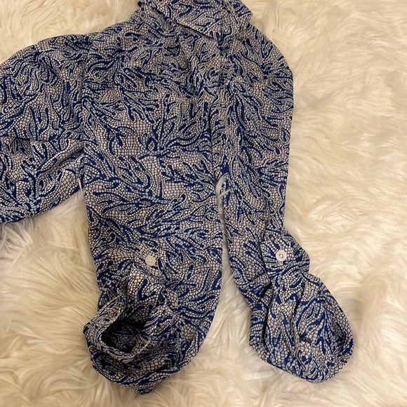 MICHAEL Michael Kors Blue Coral Mosaic Georgette Shirt Maxi Dress - Picture 11 of 15